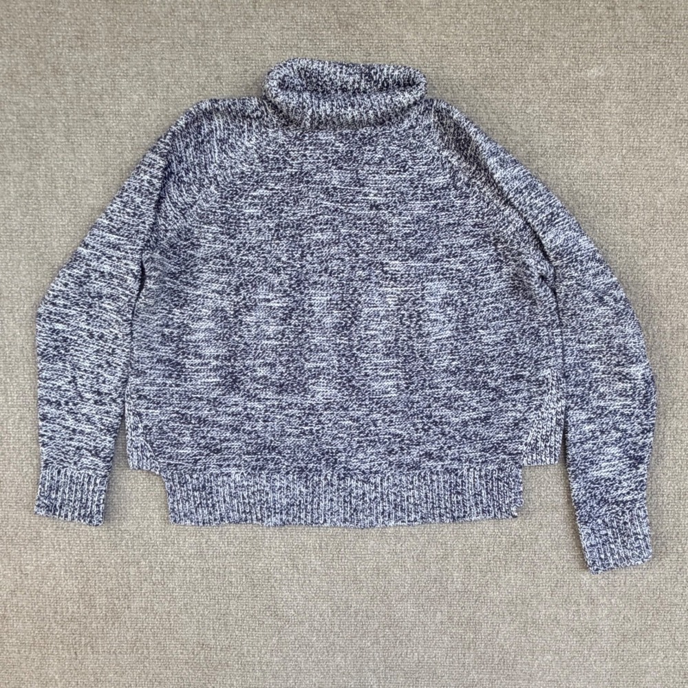 Madewell Navy Blue White Marled Knit Turtleneck Sweater Raglan Pullover Small